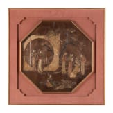 Steineingelegtes Holzpaneel, China, 19. Jhdt.