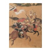 K&auml;mpfende Samurai, Rimpa-Blattgoldmalerei, Japan, Edo-/Meiji-Periode