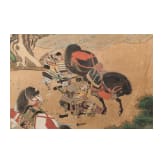 Entk&ouml;pfung eines Samurai, Rimpa-Blattgoldmalerei, Japan, Edo-/Meiji-Periode