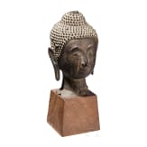 Bronzener Buddhakopf im Sukhotai-Stil, Thailand, wohl 18./fr&uuml;hes 19. Jhdt.