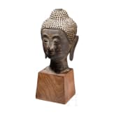 Bronzener Buddhakopf im Sukhotai-Stil, Thailand, wohl 18./fr&uuml;hes 19. Jhdt.