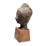 Bronzener Buddhakopf im Sukhotai-Stil, Thailand, wohl 18./fr&uuml;hes 19. Jhdt.