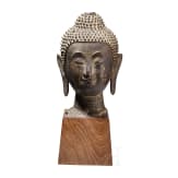 Bronzener Buddhakopf im Sukhotai-Stil, Thailand, wohl 18./fr&uuml;hes 19. Jhdt.