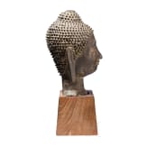 Bronzener Buddhakopf im Sukhotai-Stil, Thailand, wohl 18./fr&uuml;hes 19. Jhdt.