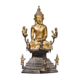 Lackierte und vergoldete Buddhafigur, Burma, 17./18. Jhdt.