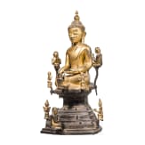Lackierte und vergoldete Buddhafigur, Burma, 17./18. Jhdt.