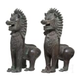 Ein Paar Tempell&ouml;wen aus Bronze, Burma, 19. Jhdt.