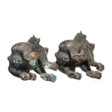 Ein Paar Tempell&ouml;wen aus Bronze, Burma, 19. Jhdt.