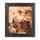 Die mystische Verm&auml;hlung der Hl. Katharina auf Marmortafel, fl&auml;misch, um 1620