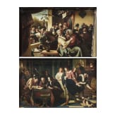 Ein Paar kleine Genrebilder in der Art des Jan Steen, fl&auml;misch, 19. Jhdt.