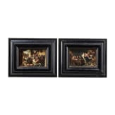Ein Paar kleine Genrebilder in der Art des Jan Steen, fl&auml;misch, 19. Jhdt.