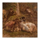Johann Friedrich Voltz - K&uuml;he am Waldrand, deutsch, datiert 1876