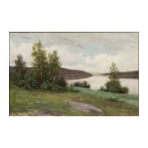 Isak Philip Hartvig Ree Barlag (1840 - 1913) - Stimmungsvolle sommerliche Landschaft mit Fluss