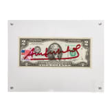 Zwei-Dollar-Schein, signiert "Andy Warhol", 1976