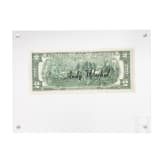 Zwei-Dollar-Schein, signiert "Andy Warhol", 1976