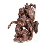 Geschnitzte Buchsbaum-Skulptur des Heiligen Georg, deutsch, 19. Jhdt.