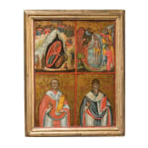 Vierfelderikone mit der Geburt und Taufe Christi, Griechenland, 19. Jhdt.