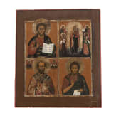 Deesis- und Vierfelderikone, Russland, 19. Jhdt.