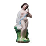 Sehr seltene erotische Porzellanfigur einer Dame, russische Privatmanufaktur, Mitte 19. Jhdt.