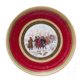 Gro&szlig;er Wandteller "Napoleons R&uuml;ckzug aus Moskau", Porzellanmanufaktur Gardner, Anfang des 19. Jhdt.