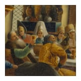 Lackteller mit Bojarenhochzeit, Russland, Ostaschkowo, Werkstatt Osip F. Wischnjakow mit S&ouml;hnen, 1882 - 1888