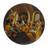 Lackteller mit Bojarenhochzeit, Russland, Ostaschkowo, Werkstatt Osip F. Wischnjakow mit S&ouml;hnen, 1882 - 1888