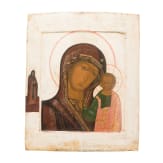 Gro&szlig;formatige Ikone mit der Gottesmutter von Kasan (Kasanskaja), Russland, Anfang 19. Jhdt.