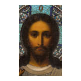 Ikone mit Christus Pantokator mit Silberoklad und Cloisonn&eacute;-Emaille-Nimbus, Russland, sp&auml;tes 19. Jhdt. (Ikone), Moskau, 1908-17 (Oklad)