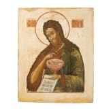Gro&szlig;e Ikone mit dem Heiligen Johannes dem Vorl&auml;ufer, Russland, Anfang 19. Jhdt.