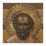 Ikone mit dem Heiligen Nikolaus von Myra, Russland, sp&auml;tes 19. Jhdt.