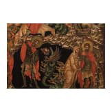 Ikone mit seltenem Thema der Wundertat des Heiligen Theodor von Tiron, Russland, neuzeitlich