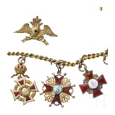 Zehnteiliges Miniaturenkettchen mit Orden aus Russland und &Ouml;sterreich und zwei Medaillen, um 1900