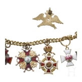 Zehnteiliges Miniaturenkettchen mit Orden aus Russland und &Ouml;sterreich und zwei Medaillen, um 1900