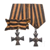Zweiteilige Ordensschnalle mit St.-Georgs-Kreuzen