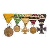 F&uuml;nfteilige Ordensschnalle eines s&auml;chsischen Teilnehmers am Krieg 1870/71