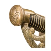 S&auml;bel der Mousquetaires du Roi, Modell 1814, Sammleranfertigung des 20. Jhdts., sowie Tschako-Emblem