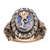 K&ouml;nig Ludwig II. von Bayern - Geschenkring mit gekr&ouml;nter Namenschiffre "L", um 1880