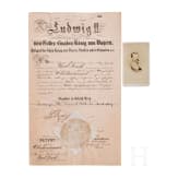 K&ouml;nig Ludwig II. - Patent f&uuml;r den Oberlieutenant Karl Lorch, datiert 1866