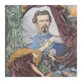 K&ouml;nig Ludwig II. - kolorierter Holzschnitt zu Ehren des toten K&ouml;nigs, R. Brend&rsquo;amour und R. E. Kepler, Bayern, um 1900