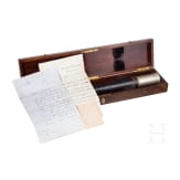 Kaiser Wilhelm I. - Fernrohr in Schatulle als Geschenk an einen britischen Leuchtturmw&auml;rter, datiert 1877
