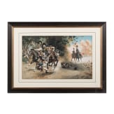 Angriff preu&szlig;ischer K&uuml;rassiere am Waldrand, deutsch, um 1900