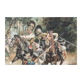 Angriff preu&szlig;ischer K&uuml;rassiere am Waldrand, deutsch, um 1900