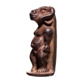 A bronze statuette of Chnum with grotesque features, Alexandrian, 1st century A.D.