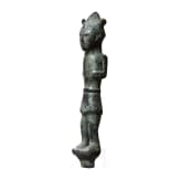 An Eastern Mediterranean bronze statuette of a warrior with horned helmet, 13th - 12th century B.C.