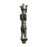 An Eastern Mediterranean bronze statuette of a warrior with horned helmet, 13th - 12th century B.C.
