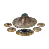 Six splendidly decorated, gilded Hellenistic bronze fittings, 3rd - 1st century B.C.