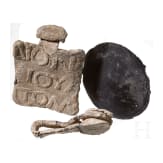 Ten small Hellenistic and Roman antiquities made of lead, bronze, clay and jet, 3rd century B.C. - 1st century A.D.
