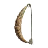 A bow brooch with bone cladding and Etruscan inscription, 7th century B.C.