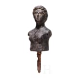 A Roman bust of a woman in black glass, 2nd century A.D.
