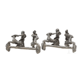 Two Roman bronze yoke fittings with satyr, silen and goats, late 1st - mid-3rd century A.D.